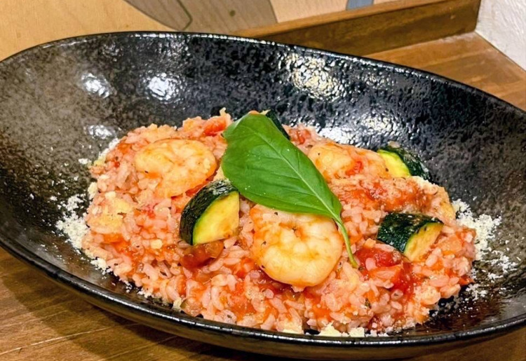 エビとズッキーニのトマトバジルリゾット